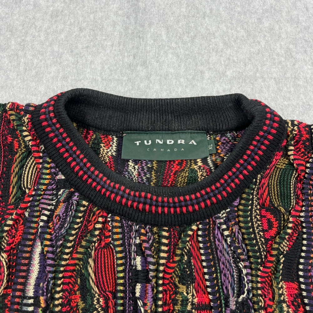 VTG Tundra Sweater Men's XL Multi Chunky 3D Knit Textured Coogi Crew Sweater - Picture 2 of 10